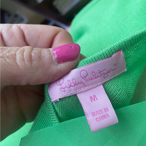Hard to find EUC Vintage Lilly Pulitzer tank sweater top ribbon tie back green - Picture 6 of 9